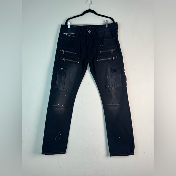 Cult Of Individuality Greaser Cargo Jeans Distressed Black Sz